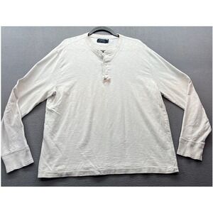 Polo Ralph Lauren Shirt Mens Sz XL Long Sleeve Henley White Button Up Casual